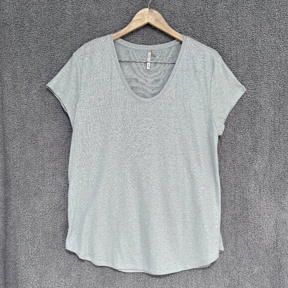 Banana Republic Metallic Silver Linen blend T-shirt Large - Picture 4 of 8